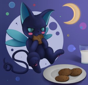 Rating: Safe Score: 0 Tags: 3_toes >:3 abstract_background ambiguous_gender black_body black_fur blue_eyes blush cardcaptor_sakura cookie crescent_moon digitigrade domestic_cat e621 eating feet felid feline felis feral food fur glass hi_res insect_wings looking_at_viewer mammal meraence milk moon pawpads paws simple_background smile solo spinel_sun toes wings User: bunchy7s