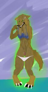 Rating: Explicit Score: 0 Tags: absurd_res after_transformation anthro biped black_pawpads brown_body brown_fur canid canine claws clothed clothing e621 female fur genitals glowing glowing_eyes green_eyes hi_res mammal mythological_canine mythological_creature mythology panties panties_down partially_clothed pawpads purple_background simple_background solo standing transformation underwear underwear_down vulva werecanid werecanine werecreature werewolf white_claws wolfpuber_(artist) User: bunchy7s