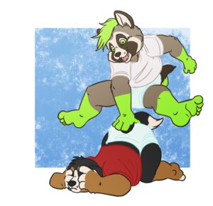 Rating: Safe Score: 0 Tags: ageplay anthro canid canine canis clean_diaper clothed clothing diaper domestic_dog duo e621 infantilism jumping leapfrog male mammal moose_bmd procyonid raccoon roleplay surprised tail wearing_diaper young young_anthro User: bunchy7s