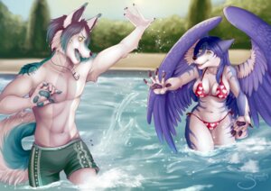 Rating: Safe Score: 0 Tags: anthro artik_ninetails bikini blue_body blue_fur blue_hair breasts canid canine canis clothed clothing duo e621 feathered_wings feathers female fox fur hair male mammal markings multicolored_hair navel open_mouth pawpads paws skimpy smile splash spookable swimming_trunks swimwear tail tala_(suntattoowolf) tight_clothing two-piece_swimsuit water white_body white_fur wings wolf yellow_eyes User: bunchy7s