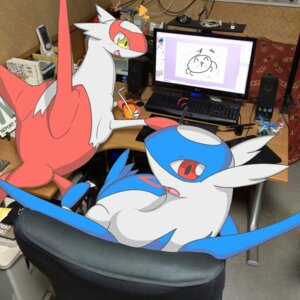 Rating: Safe Score: 0 Tags: 1:1 ambiguous_gender blush chair che_ri_ni computer desk drawing_(action) drawing_(object) drawing_in_a_drawing duo e621 electronics eon_duo feral furniture generation_3_pokemon latias latios legendary_duo legendary_pokemon looking_at_viewer looking_back mixed_media nintendo photo pokemon pokemon_(species) real red_eyes sitting size_difference table yellow_eyes User: bunchy7s