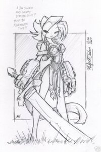 Rating: Questionable Score: 0 Tags: adventurer anthro armor barefoot big_sword breasts clothed clothing conditional_dnp domestic_cat e621 feet felid feline felis female greyscale hair jollyjack kat_vance mammal monochrome plantigrade sequential_art sketch solo tail unconvincing_armor User: bunchy7s
