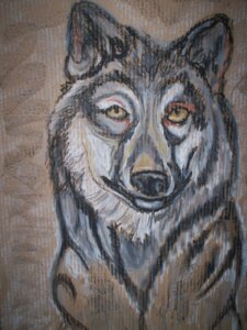 Rating: Safe Score: 0 Tags: 3:4 absurd_res akiak ambiguous_gender canid canine canis cardboard e621 english_text feral grandfathered_content hi_res looking_at_viewer mammal painting_(artwork) solo text traditional_media_(artwork) wolf yellow_eyes User: bunchy7s