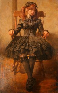 Rating: Safe Score: 0 Tags: 2009 alternative_fashion clothing dress e621 female footwear frilly frilly_clothing frilly_dress goth gothic_lolita grandfathered_content hi_res human human_only j-fashion knee_highs knee_socks kuro_lolita lace legwear lolita_(fashion) lolita_dress mammal mary_janes misawazarigani not_furry oil_painting_(artwork) painting_(artwork) photorealism realistic rocking_chair shoes sitting socks solo traditional_media_(artwork) traditional_painting_(artwork) victorian_goth User: bunchy7s