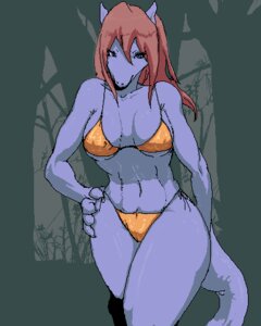 Rating: Questionable Score: 0 Tags: 4:5 anthro bikini breasts clothed clothing cowardly_goat dragon e621 female hair low_res mythological_creature mythological_scalie mythology nikoru non-mammal_breasts scalie skimpy solo swimwear tail two-piece_swimsuit User: bunchy7s