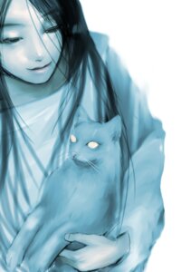 Rating: Safe Score: 0 Tags: 2:3 absurd_res ambiguous_gender black_hair blue_body blue_fur blue_theme clothed clothing cool_colors dameyama-notsu domestic_cat duo e621 felid feline felis female feral fur hair hi_res human long_hair looking_down mammal monochrome pink_nose sadako_yamamura simple_background the_ring white_background white_eyes User: bunchy7s