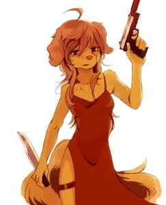 Rating: Safe Score: 0 Tags: anthro canid canine clothing dress e621 female gun hair handgun holding_gun holding_object holding_ranged_weapon holding_weapon knife looking_at_viewer mammal mt0bird pistol pose ranged_weapon red_hair simple_background solo tail weapon white_background User: bunchy7s