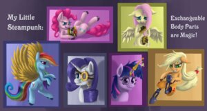 Rating: Safe Score: 0 Tags: alternative_fashion applejack_(mlp) blue_body blue_fur cybernetics cyborg e621 earth_pony english_text equid equine feathered_wings feathers female feral fluttershy_(mlp) friendship_is_magic fur group hair hasbro hi_res horn horse machine mammal multicolored_hair my_little_pony mythological_creature mythological_equine mythology ocular_prosthetic pegasus pinkie_pie_(mlp) pony prosthetic prosthetic_hand prosthetic_horn prosthetic_leg prosthetic_limb prosthetic_wing purple_body purple_fur purple_hair raedrob rainbow_dash_(mlp) rainbow_hair rarity_(mlp) smile steampunk text twilight_sparkle_(mlp) two_tone_hair unicorn what_has_science_done wings yellow_body yellow_feathers User: bunchy7s