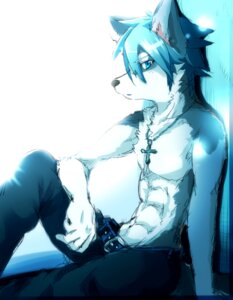 Rating: Safe Score: 0 Tags: abs anthro ayaka belt biped black_nose blue_eyes blue_hair bottomwear canid canine canis christian_cross christian_symbol christianity clothed clothing cross cross_necklace domestic_dog e621 fur grey_body grey_fur hair husky jewelry looking_at_viewer male mammal necklace nordic_sled_dog pants pointed_cross religion religious_symbol short_hair sitting solo spitz topless white_body white_fur User: bunchy7s