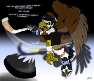 Rating: Safe Score: 0 Tags: 2012 4_toes accipitrid accipitriform anisodactyl anthro avian avian_feet bald_eagle beak biped bird catmonkshiro clothing e621 eagle english_text feathered_wings feathers feet footwear hockey hockey_puck hockey_stick ice legwear male nhl pheagle philadelphia_flyers sea_eagle shirt socks solo sport talons text toes topwear torn_clothing transformation wings User: bunchy7s