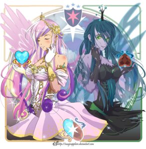 Rating: Safe Score: 0 Tags: alternate_species arthropod changeling_(mlp) crown duo e621 ear_piercing female friendship_is_magic green_eyes green_hair hair hasbro headgear human humanized magisapphire mammal my_little_pony piercing pink_hair princess_cadance_(mlp) queen_chrysalis_(mlp) User: bunchy7s