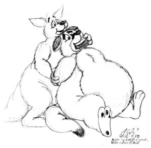 Rating: Safe Score: 0 Tags: 2008 3_toes aldi_(artist) anthro behind_another belly big_belly bound cougar dated duo e621 eating english_text feet felid feline food force_feeding forced hands_behind_back kangaroo macropod male mammal marsupial mishi monochrome nude obese overweight roofus_(aldi) simple_background sitting stuffing tail text thick_tail toes traditional_media_(artwork) weight_gain white_background User: bunchy7s