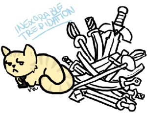 Rating: Safe Score: 0 Tags: accessory ambiguous_gender domestic_cat e621 felid feline felis inexorable_trepidation looking_at_viewer low_res mammal melee_weapon necktie solo sword tail unimpressed weapon ಠ_ಠ User: bunchy7s