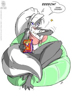 Rating: Safe Score: 0 Tags: 2006 anthro big_breasts blue_eyes breasts chloe_sinclaire cleavage clothed clothing conditional_dnp e621 english_text female fur grey_body grey_fur hair huge_breasts jollyjack mammal mephitid multicolored_body multicolored_fur panties shirt simple_background skunk solo striped_skunk tail text topwear two_tone_body two_tone_fur underwear white_background white_body white_fur white_hair User: bunchy7s