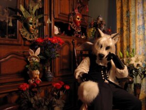 Rating: Safe Score: 0 Tags: anthro armor canid canine canis classy clothing costume e621 flower fursuit gauntlets gloves grandfathered_content grey_eyes hair handwear latinvixen looking_at_viewer male mammal mask plant priam priamwolf real solo vase white_hair wolf User: bunchy7s