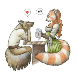 Rating: Safe Score: 0 Tags: ailurid anthro bar biped bone breasts brown_eyes canid canine clothed clothing container cup duo e621 female fluffy fluffy_tail fur hair heart_symbol holding_container holding_cup holding_object katie_hofgard male mammal red_hair red_panda service side_boob simple_background sitting skull tail white_background white_body white_fur User: bunchy7s