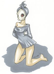 Rating: Safe Score: 0 Tags: 2010 alternate_species bone bone_mask breasts clothed clothing duskull e621 female generation_3_pokemon grey_hair hair humanoid humanoidized kneeling mammal mask nickyflamingo nintendo not_furry pokemon pokemon_(species) pokemorph red_eyes simple_background skimpy skull skull_mask solo white_background User: bunchy7s