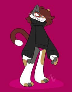 Rating: Safe Score: 0 Tags: ambiguous_gender brown_hair calico_cat chrissy_(mewdles) clothing domestic_cat e621 eyewear felid feline felis glasses hair hi_res mammal mewdles mottled panties piebald solo sweater tail toon_chrissy topwear turtleneck underwear whiskers User: bunchy7s