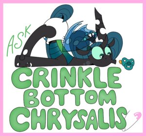 Rating: Questionable Score: 0 Tags: 2013 arthropod border changeling_(mlp) clothing crinklebottomchrysalis diaper e621 english_text female feral friendship_is_magic green_eyes green_hair hair hasbro hole_(anatomy) horn insect_wings lying my_little_pony pacifier pigtails pink_border queen_chrysalis_(mlp) solo text what_has_magic_done white_diaper wings User: bunchy7s