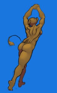 Rating: Questionable Score: 0 Tags: anthro athletic blue_background butt e621 felid female lion mammal muscular muscular_anthro muscular_female pantherine rear_view sadjack simple_background solo stretching thick_thighs User: bunchy7s