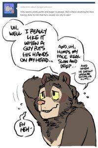 Rating: Questionable Score: 0 Tags: anthro armpit_hair artdecade bear blush body_hair comic dialogue e621 english_text grin male mammal sloth_bear smile solo suggestive text tumblr ursine willy_(artdecade) User: bunchy7s