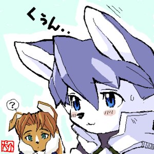 Rating: Safe Score: 0 Tags: 1:1 anthro black_nose blue_background blue_eyes blue_hair blush brown_body brown_fur brown_hair canid canine canis clothed clothing digital_drawing_(artwork) digital_media_(artwork) domestic_dog duo e621 eyebrows floppy_ears fur glistening glistening_eyes green_eyes grey_body grey_fur hair japanese_text kemono low_res male mammal multicolored_body multicolored_fur oekaki shaded signature simple_background simple_shading smile text translated unknown_artist white_body white_fur User: bunchy7s