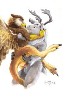 Rating: Explicit Score: 0 Tags: 2012 accipitrid accipitriform aeroo animal_genitalia anthro antlers avian balls beak bird cloaca cloacal cloacal_penetration deer duo e621 eagle erection feathered_wings feathers female female_penetrated genitals hooves horn hybrid interspecies kangaroo macropod male male/female male_penetrating male_penetrating_female mammal marsupial new_world_deer nude penetration penile penile_penetration penis penis_in_vagina reindeer reindeer_(scale) scale_(artist) sex simple_background stand_and_carry_position standing standing_sex tail traditional_media_(artwork) vaginal vaginal_penetration white_background wings User: bunchy7s