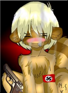 Rating: Questionable Score: 0 Tags: anthro armband blonde_hair blush chest_tuft drugs e621 fur german gun hair handgun male marijuana nazi nude nyisi nyisi_seryn pistol politics raccoon_brownbear ranged_weapon real_world realistic solo swastika tail tuft walther_pp weapon User: bunchy7s