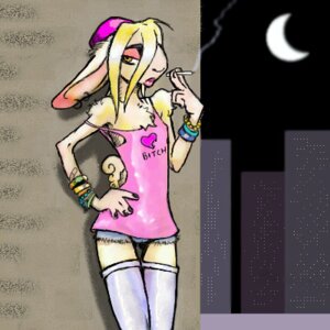 Rating: Questionable Score: 0 Tags: 1:1 absolute_territory adolescent alternative_fashion anthro band-aid bandage black_nails blue_bottomwear blue_clothing bottomwear bracelet camel_toe cigarette city cityscape clothed clothing colored_nails detailed_background digital_media_(artwork) e621 ear_piercing eyeshadow female flat_chested footwear fur hair half-closed_eyes hand_on_hip hat headgear headwear helix_piercing jewelry lagomorph legwear leporid lips low_res makeup mammal moon nails narrowed_eyes nephilia night nipple_outline oekaki off_shoulder orange_eyes outside piercing pink_clothing pink_headwear pink_lips pink_topwear prostitution punk rabbit shirt shirt_logo shorts skimpy skinny smoke smoking socks solo source_request spaghetti_strap stockings tank_top thigh_highs topwear torn_clothing white_clothing white_legwear young User: bunchy7s