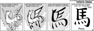 Rating: Safe Score: 0 Tags: ambiguous_gender cjk_character cloud comic e621 english_text equid equine feathered_wings feathers feral flying mammal monochrome mythological_creature mythological_equine mythology pegasus quadruped tail tatsuya_ishida text toony wings User: bunchy7s