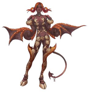Rating: Safe Score: 0 Tags: amber_eyes armor bangle black_sclera brown_body brown_skin clothed clothing demon e621 female flat_chested furgonomic_piercing furgonomics hair hooves humanoid jewelry looking_at_viewer membrane_(anatomy) membranous_wings neck_piercing not_furry orange_hair piercing pose scalie simple_background skimpy solo spade_tail spread_wings standing tail tail_piercing tattoo wen-m wen_yu_li white_background wings User: bunchy7s