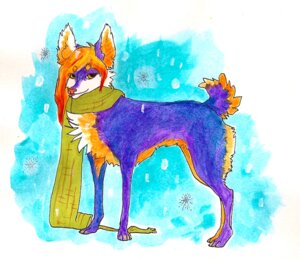 Rating: Safe Score: 0 Tags: ambiguous_gender canid canine canis colorful_theme domestic_dog e621 ebba feral feral_with_hair fur hair looking_at_viewer mammal multicolored_body orange_body orange_eyes orange_fur orange_hair outside painting_(artwork) purple_body purple_fur scarf snow snowing solo sparklefur standing tail tongue traditional_media_(artwork) traditional_painting_(artwork) traditional_watercolor_(artwork) watercolor_(artwork) white_body white_fur User: bunchy7s