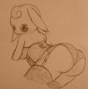 Rating: Questionable Score: 0 Tags: big_butt butt clothing e621 female generation_1_pokemon legwear lingerie low_res monochrome nintendo pokemon pokemon_(species) solo stockings vono wigglytuff User: bunchy7s