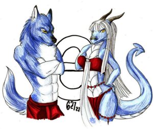 Rating: Safe Score: 0 Tags: abs anthro belly blue_body blue_fur breasts canid canine canis clothed clothing dragon duo e621 eye_contact female fur iko ikorane looking_at_another looking_at_viewer male mammal mascot mascot_contest mythological_creature mythological_scalie mythology pose red_clothing scalie simple_background tail topless white_background white_belly wolf yellow_eyes User: bunchy7s