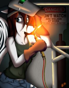 Rating: Safe Score: 0 Tags: 2013 anthro black-husky bottomwear breasts canid canine canis cleavage clothed clothing denim denim_bottomwear denim_clothing e621 face_shield female fire gloves glowing hair handwear heterochromia hi_res hybrid jeans long_hair machine mammal mask mephitid oxy_acetylene_welding pants red_hair shirt skunk solo tank_top topwear welding welding_mask wolf User: bunchy7s