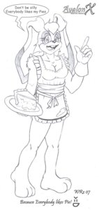Rating: Questionable Score: 0 Tags: anthro apron aval0nx breasts clothing dessert e621 english_text female food gloves handwear lagomorph leporid looking_at_viewer mammal mature_anthro mature_female pastry pie rabbit sega solo sonic_the_hedgehog_(series) text vanilla_the_rabbit User: bunchy7s