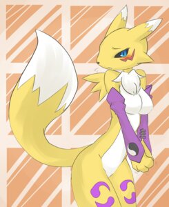 Rating: Safe Score: 0 Tags: abstract_background anthro bajiru bandai_namco big_breasts biped black_nose black_sclera blue_eyes breasts canid canine chest_tuft countershading digimon digimon_(species) dipstick_tail e621 female fur hi_res looking_at_viewer mammal markings multicolored_body multicolored_fur multicolored_tail pinup pose renamon simple_background solo standing tail tail_markings tuft two_tone_body two_tone_fur two_tone_tail white_body white_fur white_tail yellow_body yellow_fur yellow_tail yin_yang User: bunchy7s