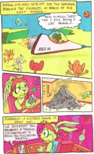 Rating: Safe Score: 0 Tags: ambiguous_gender anthro clothing comic compression_artifacts dialogue e621 english_text epic_games group hare jazz_jackrabbit jazz_jackrabbit_(series) kerchief lagomorph leporid mammal murid murine nick_stadler official_art rat rock rodent spacecraft tail text toony vehicle User: bunchy7s