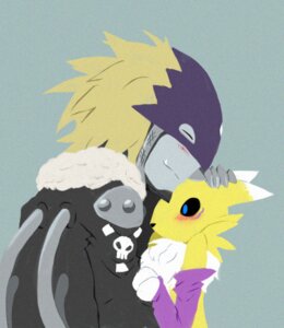 Rating: Safe Score: 0 Tags: anthro bandai_namco beelzemon black_nose black_sclera blue_eyes blush canid canine chest_tuft clothing digimon digimon_(species) duo e621 eyes_closed fangs female fur gloves handwear jacket male mammal renamon smile takao-hikari teeth topwear tuft white_body white_fur yellow_body yellow_fur User: bunchy7s