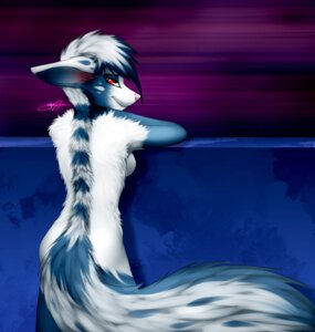 Rating: Safe Score: 0 Tags: anthro biped blue_body blue_fur blue_hair breasts canid canine e621 fangs female fennec_fox floppy_ears fluffy fluffy_tail fox fur hair looking_at_viewer looking_back mammal multicolored_hair nude otania pacmancorp pink_nose purple_background red_eyes side_boob simple_background solo standing tail teeth true_fox two_tone_hair white_body white_fur white_hair User: bunchy7s