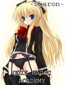 Rating: Explicit Score: 0 Tags: blonde_hair blue_eyes female garter_belt kannon_ouji lingerie quiz_magic_academy rule34 shalon sharon solo thighhighs underwear User: bunchy7s