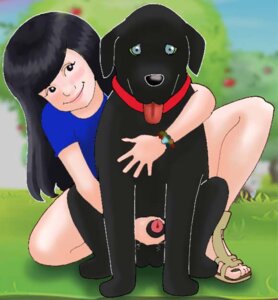 Rating: Explicit Score: 0 Tags: black_eyes black_hair blue_eyes blue_shirt blush canine collar female grass handjob long_hair male penis reach_around rule34 smile zoophilia User: bunchy7s