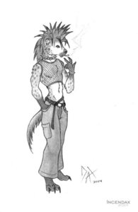 Rating: Safe Score: 0 Tags: 2004 anthro barefoot belt biped bottomwear bracelet cigarette clothed clothing collar crop_top digital_media_(artwork) e621 ear_piercing feet fishnet_clothing fishnet_topwear full-length_portrait fur graphite_(artwork) grey_bottomwear grey_clothing grey_topwear greyscale hair hand_in_pocket hyena incendax jewelry male mammal markings midriff mixed_media monochrome pants piercing pockets portrait ring shirt side_view signature simple_background smoke smoking solo spiked_bracelet spiked_collar spikes spiky_hair spots spotted_body spotted_fur spotted_hyena standing tail tank_top three-quarter_view topwear traditional_media_(artwork) translucent translucent_clothing translucent_topwear white_background User: bunchy7s