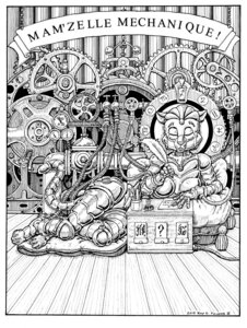 Rating: Safe Score: 0 Tags: 2010 alternative_fashion black_and_white domestic_cat e621 felid feline felis female gear hatching_(art) loose_feather machine mammal monochrome paper pillow quill robot shaded solo steamfox steampunk text User: bunchy7s