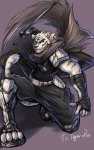 Rating: Safe Score: 0 Tags: 5:8 armor belt black_markings blue_eyes cape clothed clothing e621 felid fight fingerless_gloves fur gloves handwear hi_res jewelry kiba-wolf male mammal markings melee_weapon necklace pantherine solo sword teeth tiger warrior weapon white_body white_fur User: bunchy7s