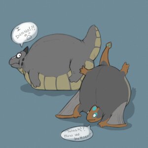 Rating: Safe Score: 0 Tags: 1:1 2013 conditional_dnp dialogue dinosaur duo e621 english_text humor inflation interrobang male obese overweight prehistoric_species reptile scalie speech_bubble tail talash text tojo_the_thief tojo_the_thief_(character) unknown_species User: bunchy7s