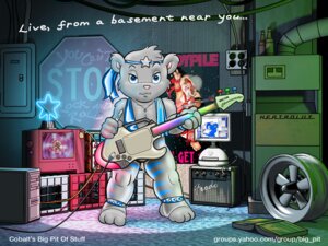 Rating: Questionable Score: 0 Tags: 3_toes 4:3 4_fingers accessory amplifier anthro apple_inc. apple_macintosh basement bear big_head book bottomwear cathode_ray_tube chris_sutor clothing cobalt_(chris_sutor) computer convenient_censorship delos e621 electric_guitar electronics english_text feet fender_musical_instruments_corporation fingers for_dummies fretless_guitar front_view fur furnace glowing grey_body grey_fur guitar headband holding_musical_instrument holding_object imac inside jewelry looking_at_viewer male mammal milk_crate monitor music musical_instrument necklace neon_lights outlet pants playing_guitar playing_music plucked_string_instrument poster poster_(object) solo standing stop_sign string_instrument stylus text toes topwear vest wacom wheel wristband User: bunchy7s