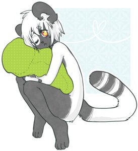 Rating: Questionable Score: 0 Tags: anthro bear e621 female giant_panda glider_(artist) hug jelly_(glider) mammal one_eye_closed pillow simple_background solo squeezing white_background User: bunchy7s