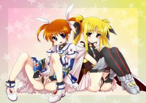 Rating: Explicit Score: 0 Tags: blonde_hair brown_hair cape censored fate_testarossa female fingerless_gloves gloves hair_ribbon leotard leotard_aside lyrical_nanoha mahou_shoujo_lyrical_nanoha multiple_females multiple_girls nanoha_takamachi no_panties open_mouth purple_eyes pussy red_eyes ribbon rule34 sattan short_twintails skirt smile spread_legs spread_pussy thighhighs tied_hair twintails uncensor_request User: bunchy7s
