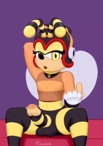 Rating: Explicit Score: 0 Tags: 2014 :o anthro armor arthropod balls bee biped black_body black_skin charmy_bee clothed clothing collar e621 erection eyelashes femboy genitals gloves half-closed_eyes handwear headgear helmet hi_res hymenopteran insect insect_wings lipstick looking_at_viewer makeup male narrowed_eyes open_mouth partially_clothed penis pose raised_arm rawenski sega shirt sitting solo sonic_the_hedgehog_(series) spread_legs spreading topwear wings yellow_body yellow_skin User: bunchy7s